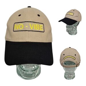 No-Vibe The Athletic HorseShoe Strapback Hat Adjustable Cap Beige‎ x Black NEW